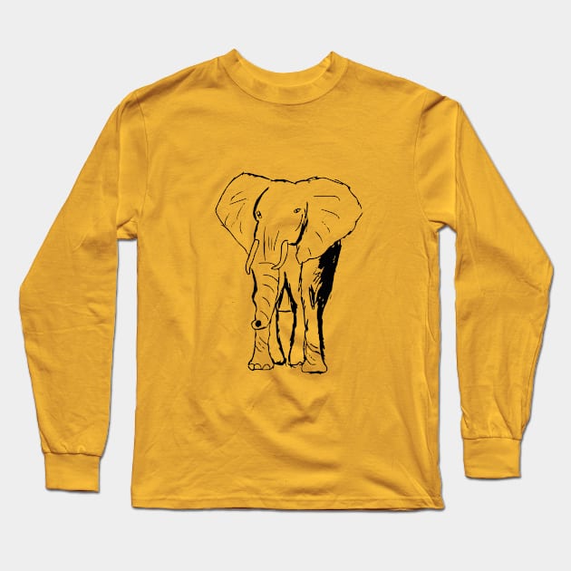 Elephant line art Long Sleeve T-Shirt by v fashion